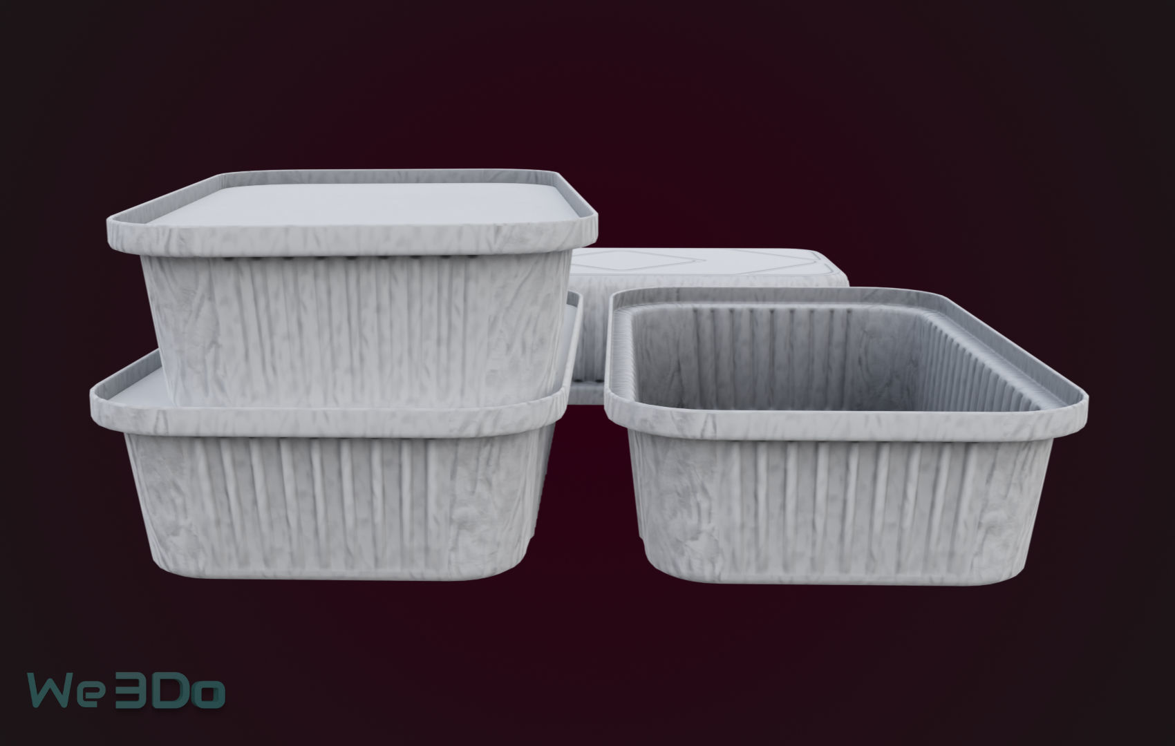 Aluminum Foil Tray Low-poly 3D model_12