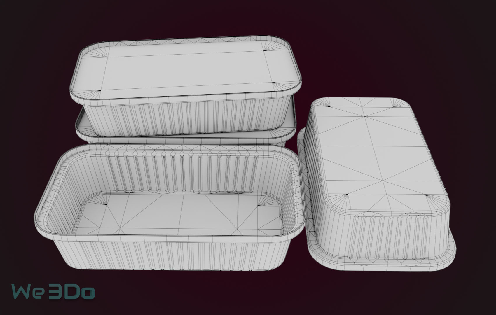 Aluminum Foil Tray Low-poly 3D model_23