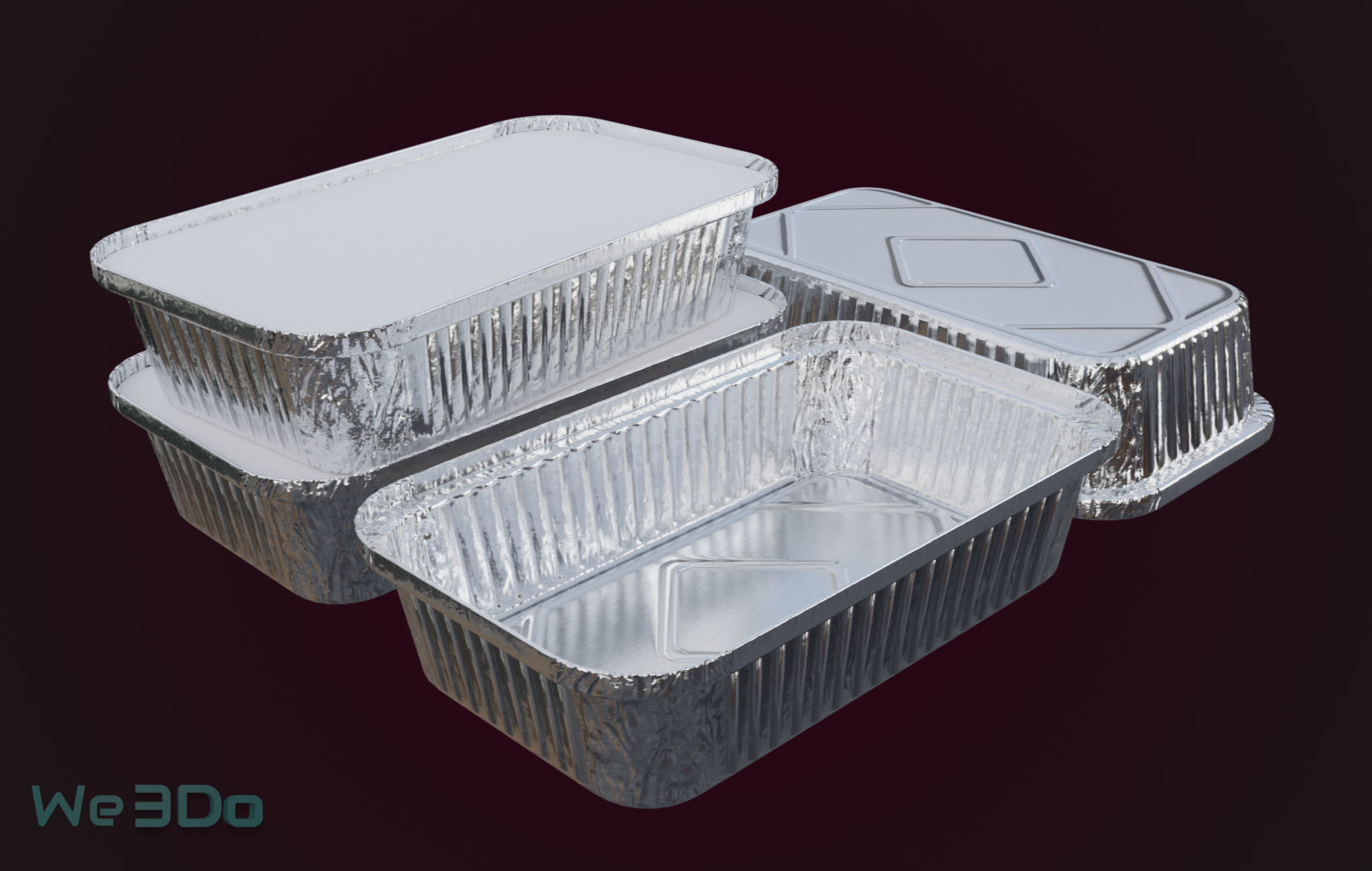 Aluminum Foil Tray Low-poly 3D model_1