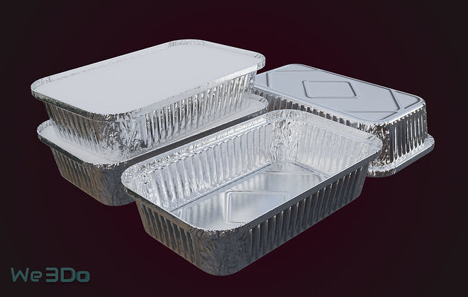 Aluminum Foil Tray Low-poly 3D model 2