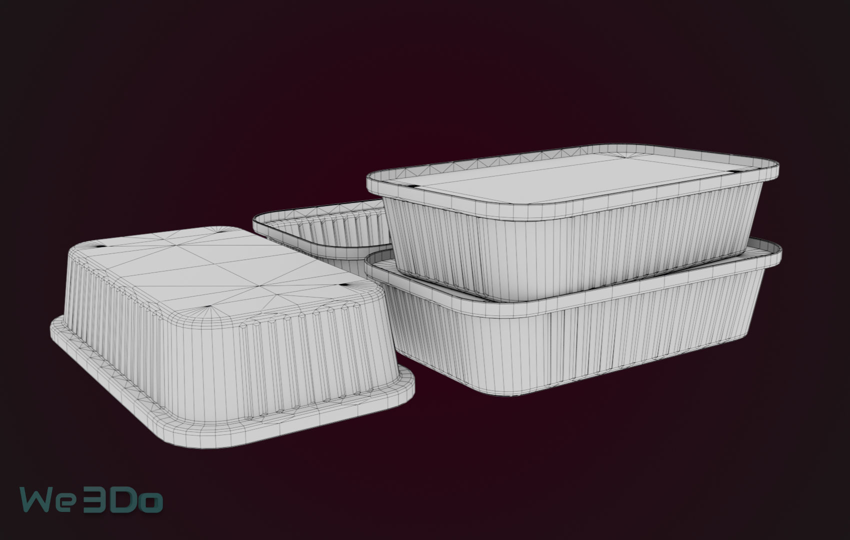 Aluminum Foil Tray Low-poly 3D model_19