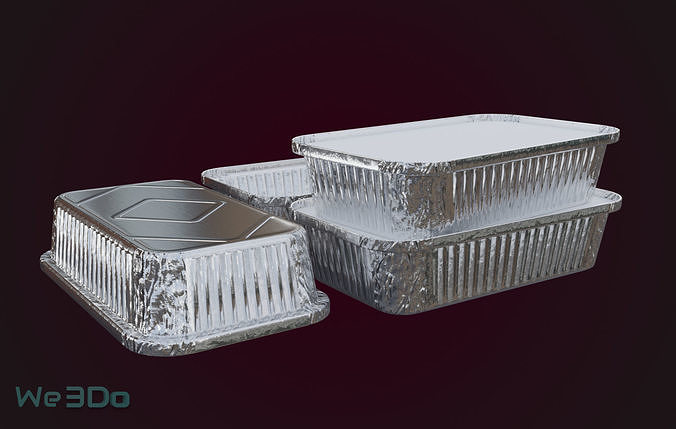 Aluminum Foil Tray Low-poly 3D model 3