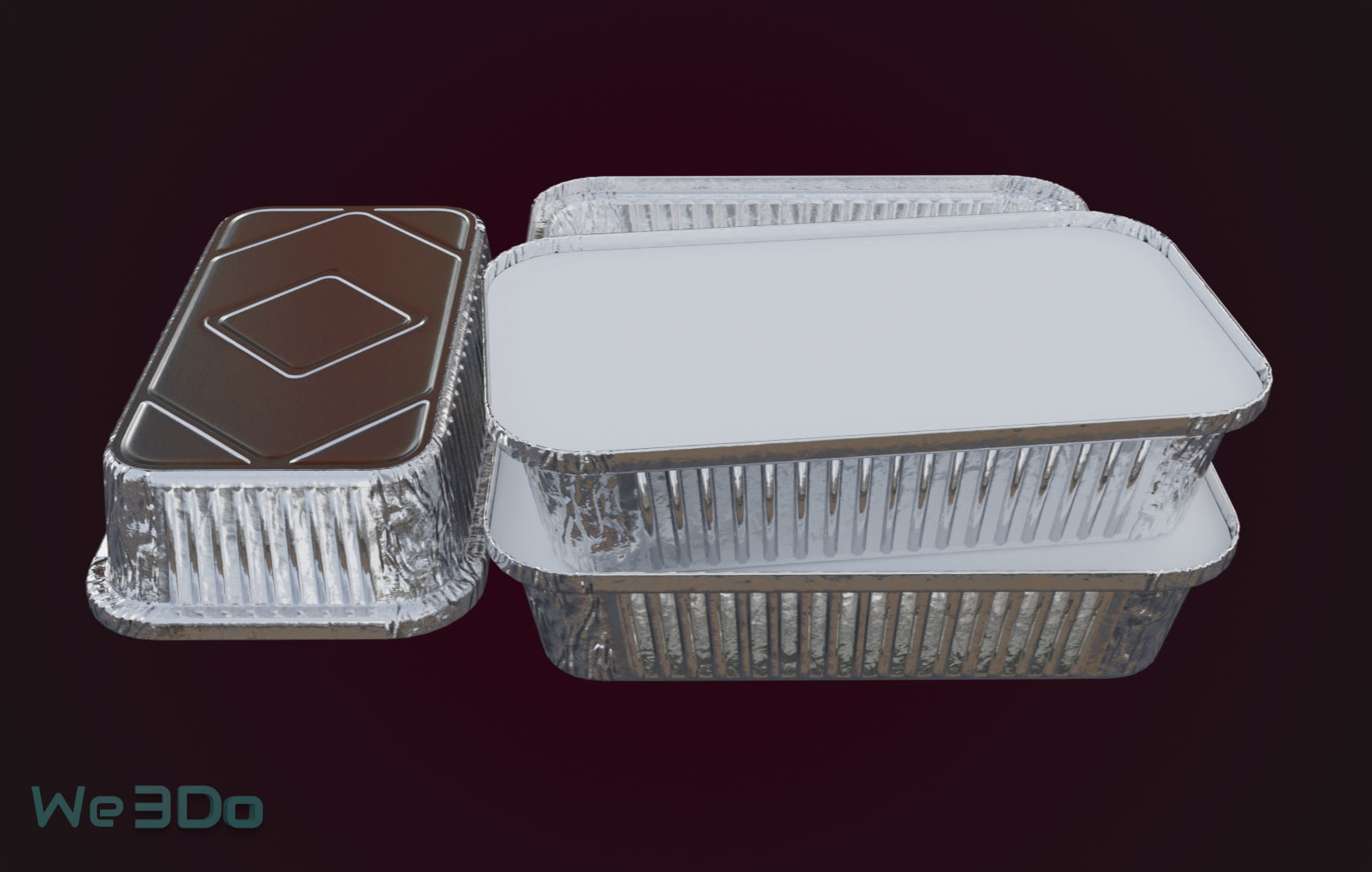 Aluminum Foil Tray Low-poly 3D model_4