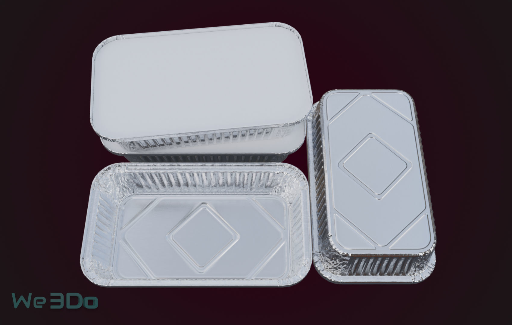 Aluminum Foil Tray Low-poly 3D model_3
