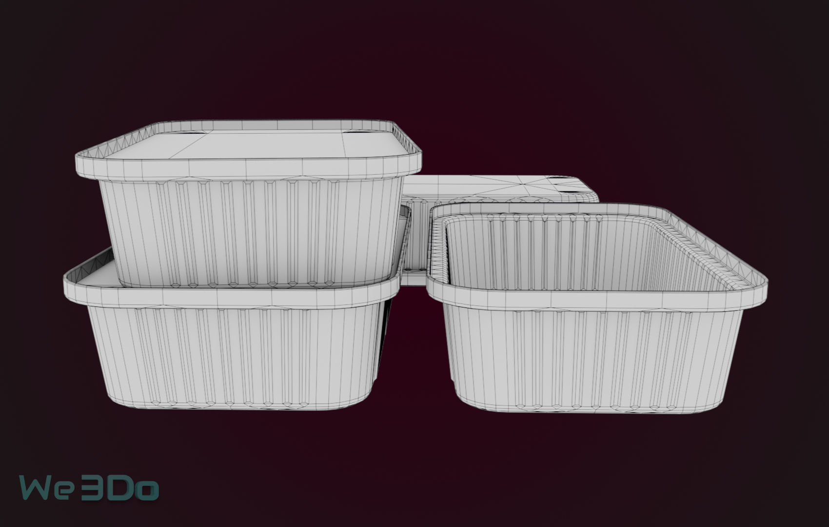 Aluminum Foil Tray Low-poly 3D model_20