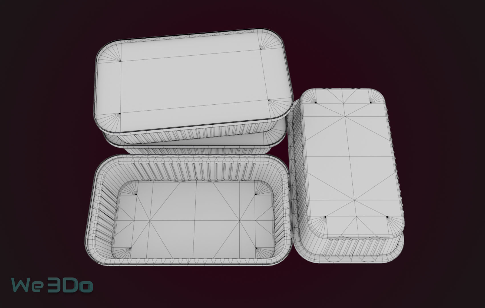 Aluminum Foil Tray Low-poly 3D model_18
