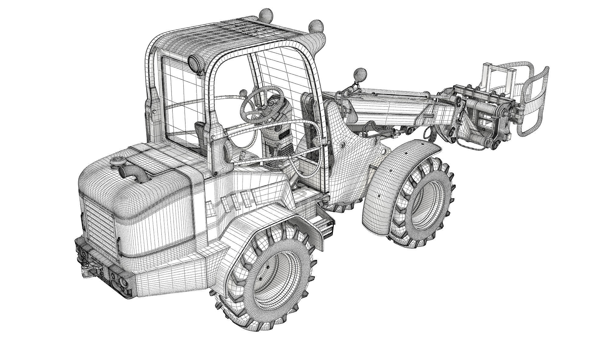 Telescopic Handler Forklift 3D model_14
