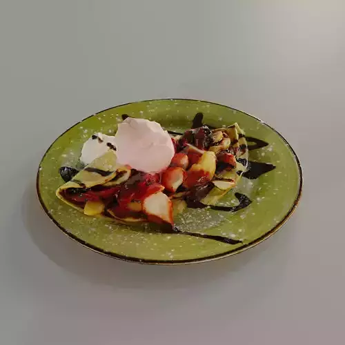 Ice cream CREPE strawberries with chocolate