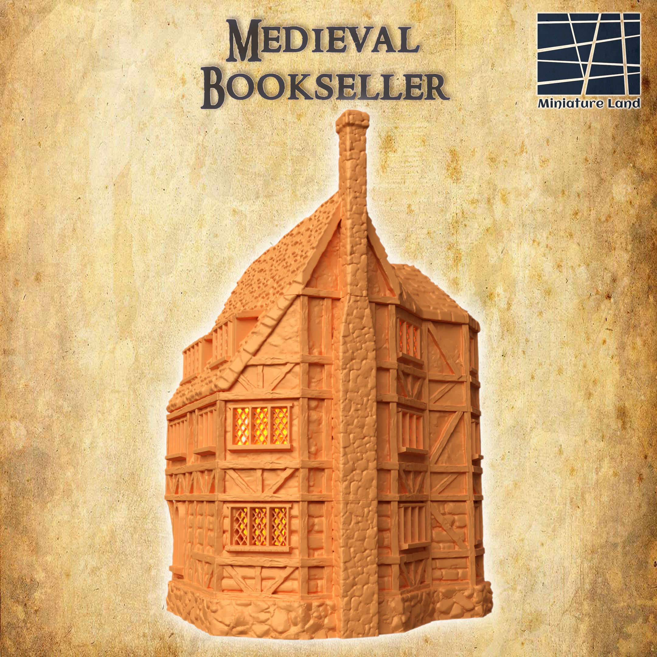 Medieval Bookseller Tabletop Terrain 28 MM 3D print model_2