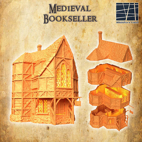 Medieval Bookseller Tabletop Terrain 28 MM 3D print model