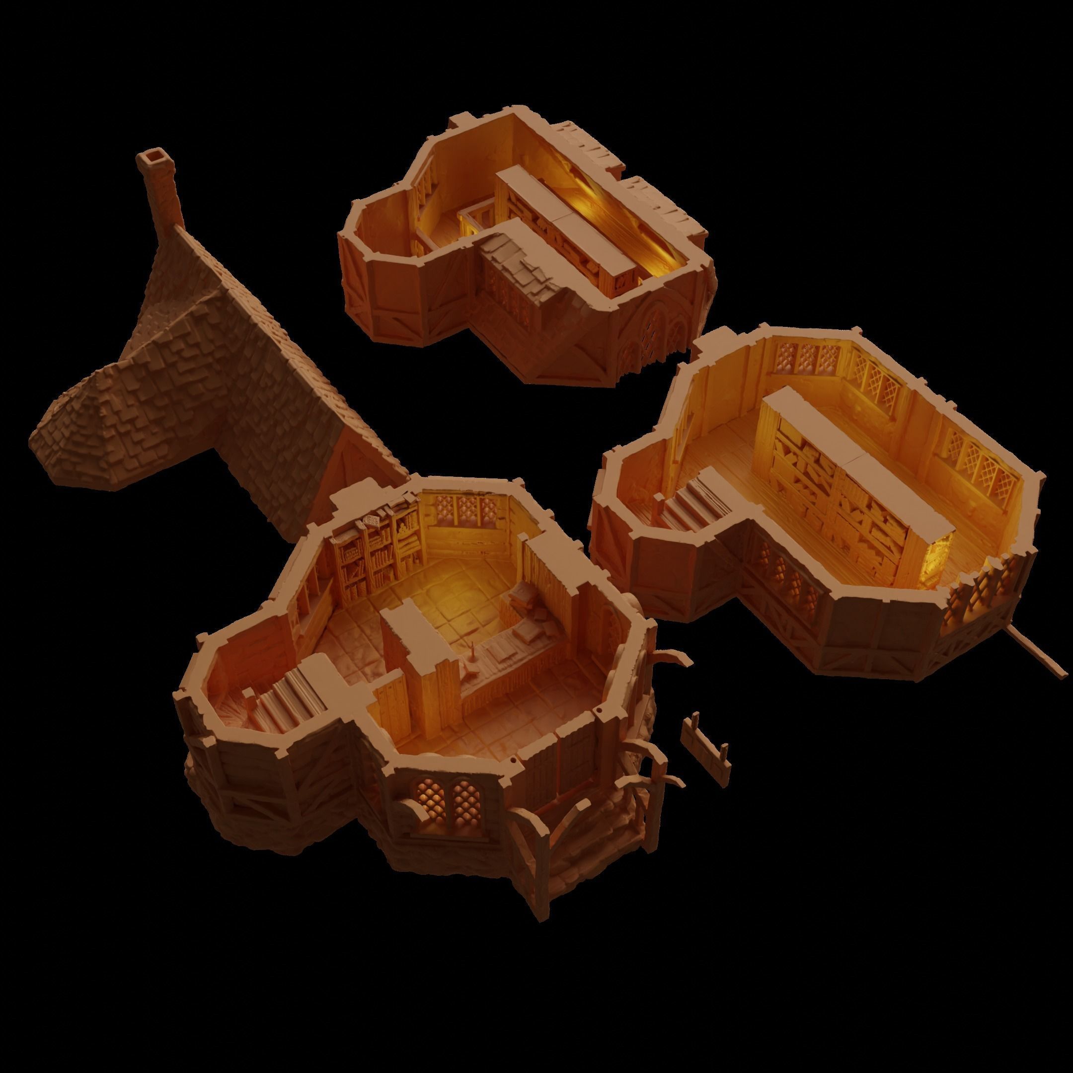 Medieval Bookseller Tabletop Terrain 28 MM 3D print model_8