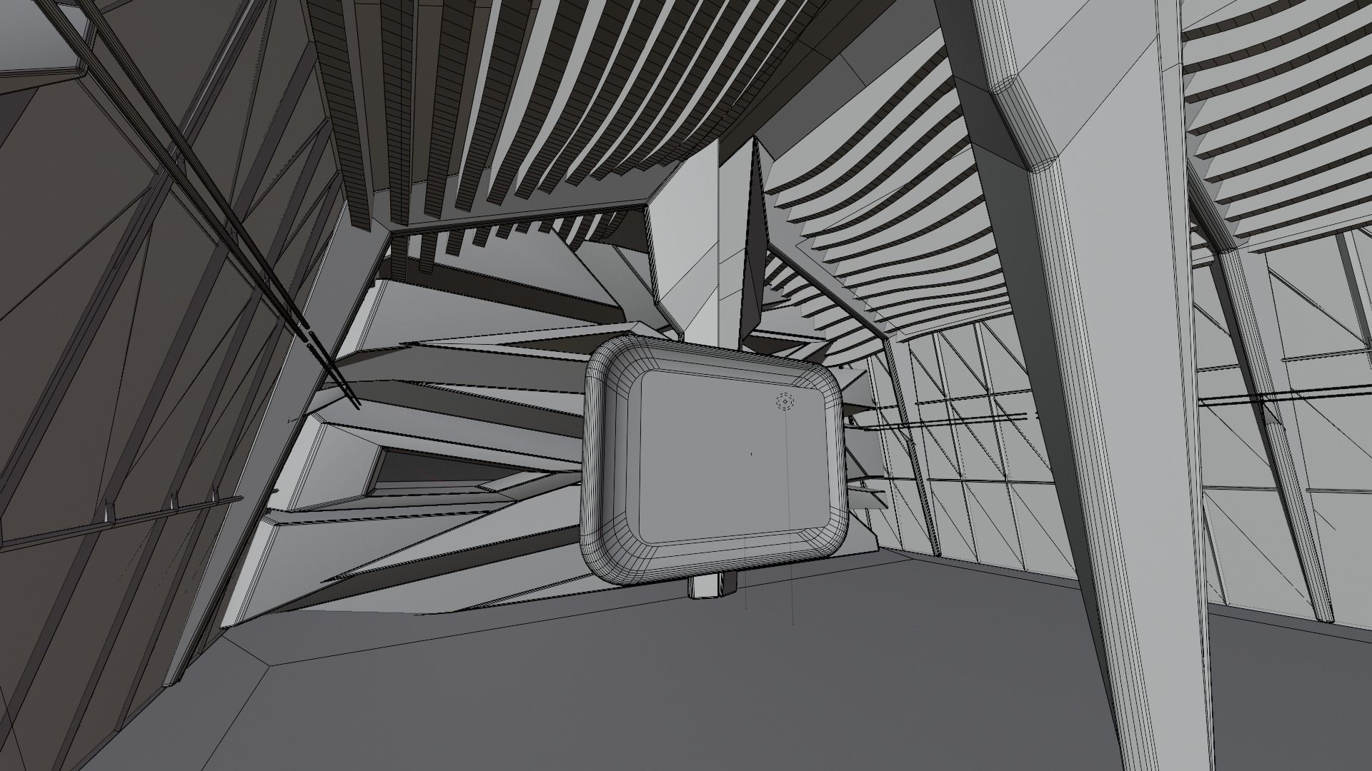 Sci Fi Exhibition Hall Interior Blender EEVEE Low-poly 3D model_15