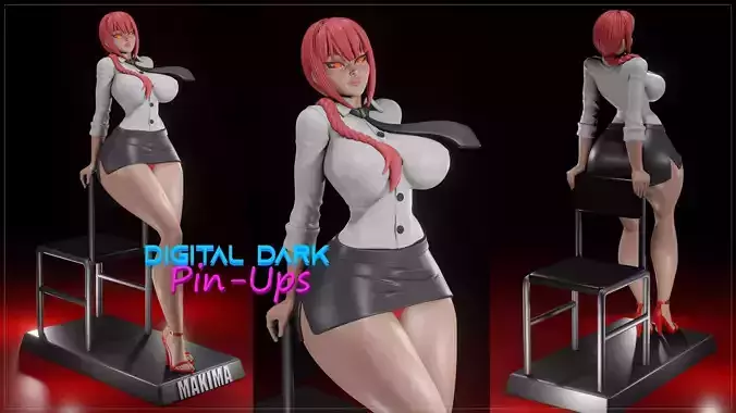 Makima Chainsaw Man with NSFW version and Miniatures version 3D print model