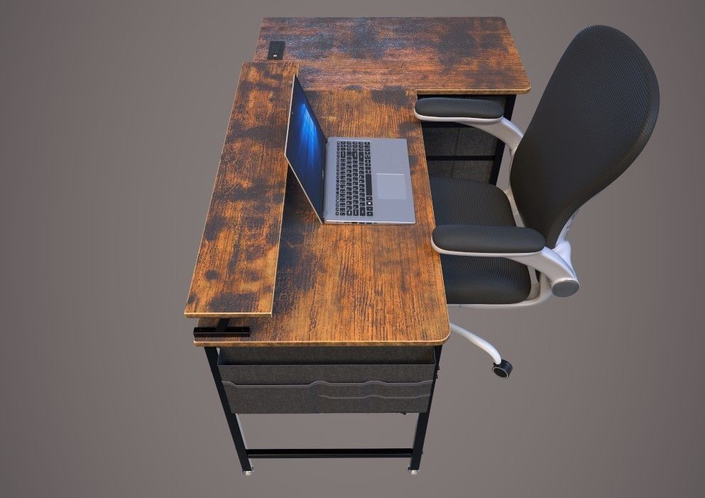workstation setup Low-poly 3D model_3