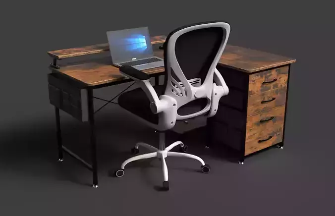 workstation setup Low-poly 3D model