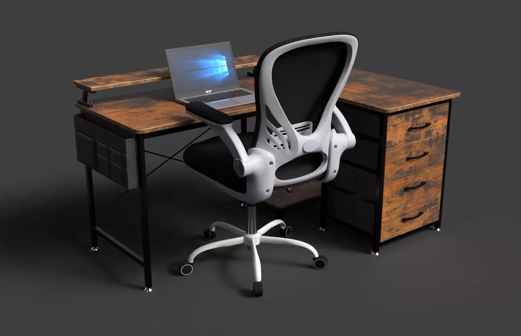 workstation setup Low-poly 3D model_0