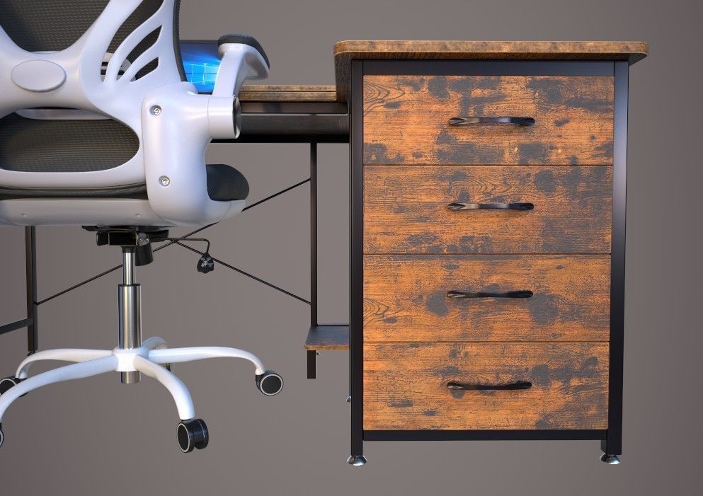 workstation setup Low-poly 3D model_2