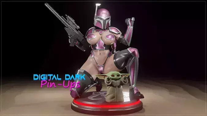 Mandalorian Girl with NSFW version and Miniatures version 3D print model