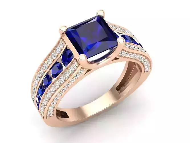 AV 393 Ladies Solitaire With Accents Bridal Engagement Ring