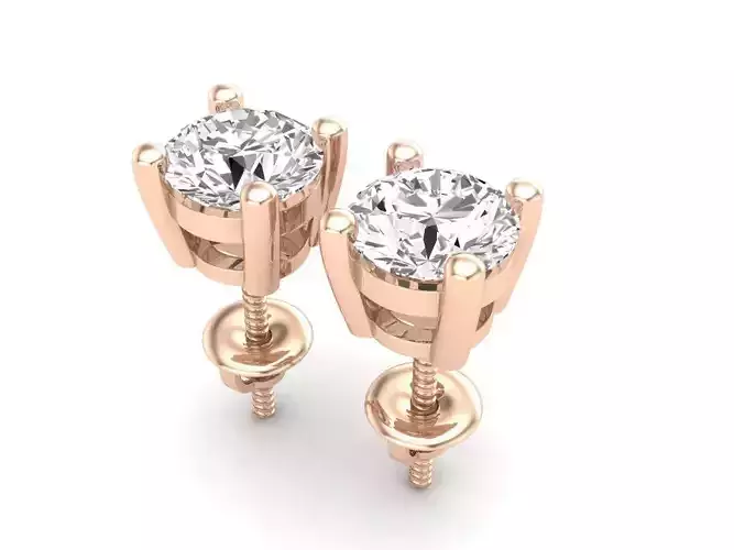 AV 395 Round Cut Ladies Diamond Stud Earrings