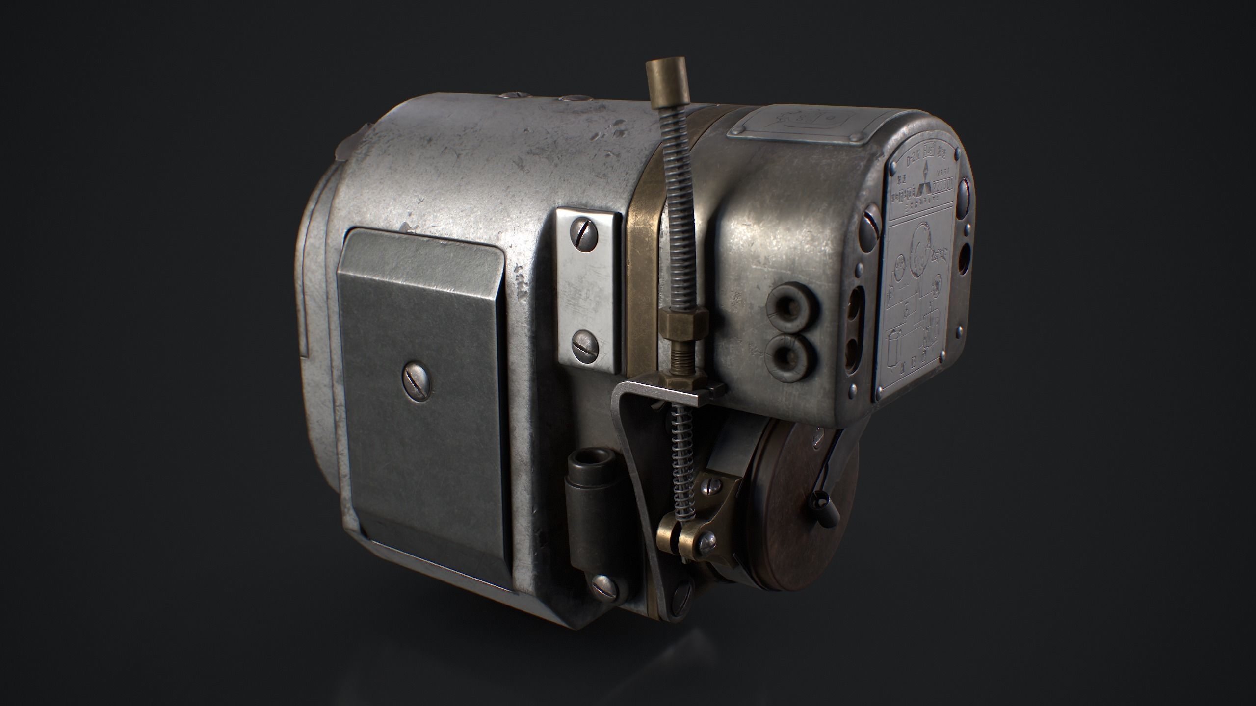 Vintage Magneto Generator Low-poly 3D model_1