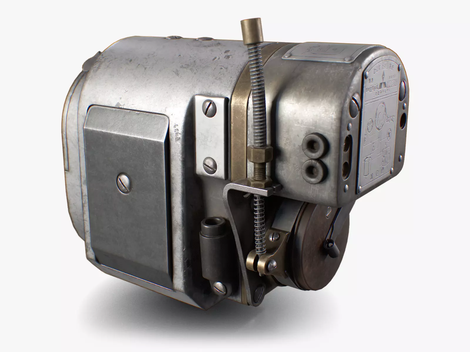 Vintage Magneto Generator Low-poly 3D model_0