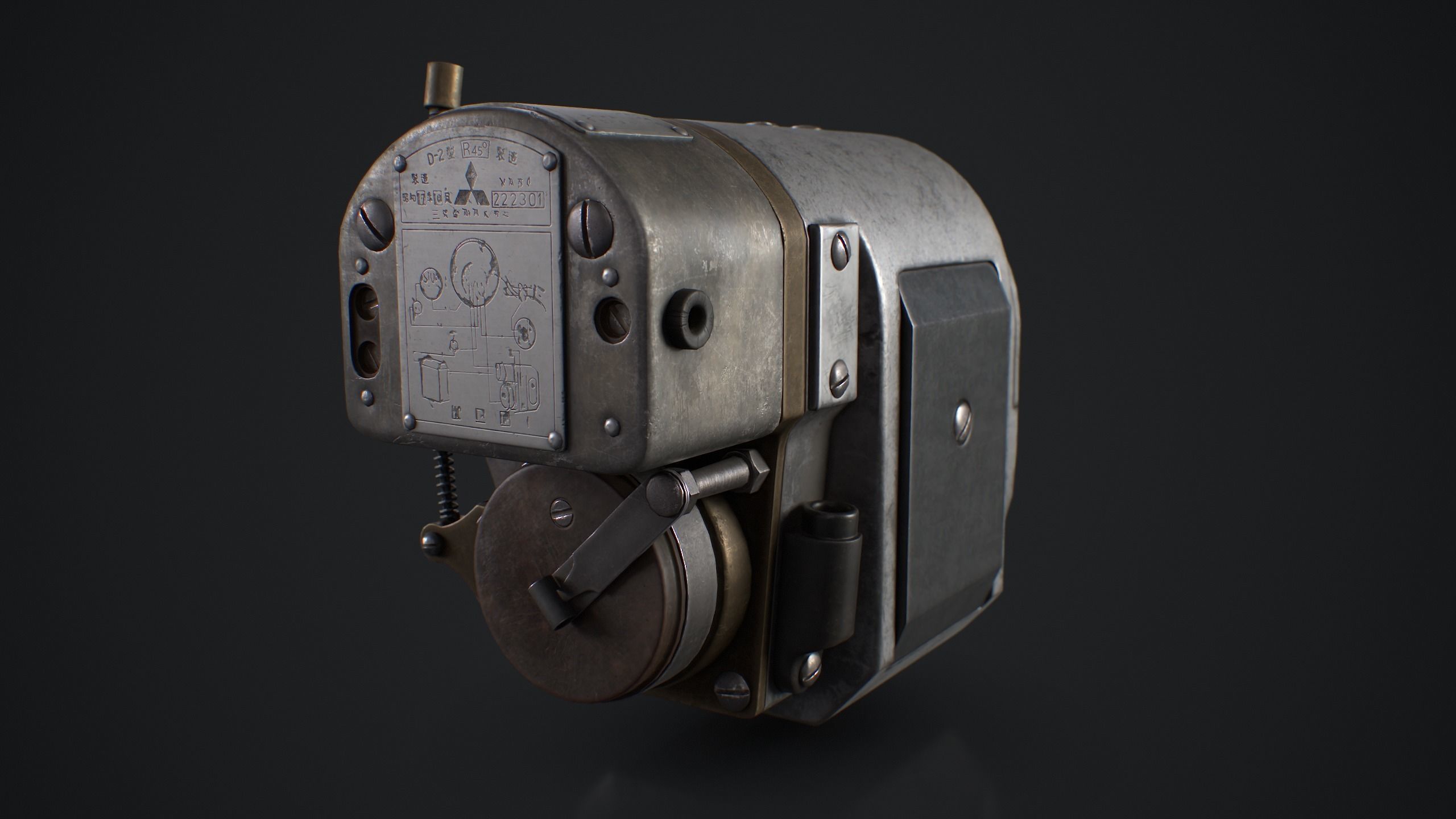 Vintage Magneto Generator Low-poly 3D model_4