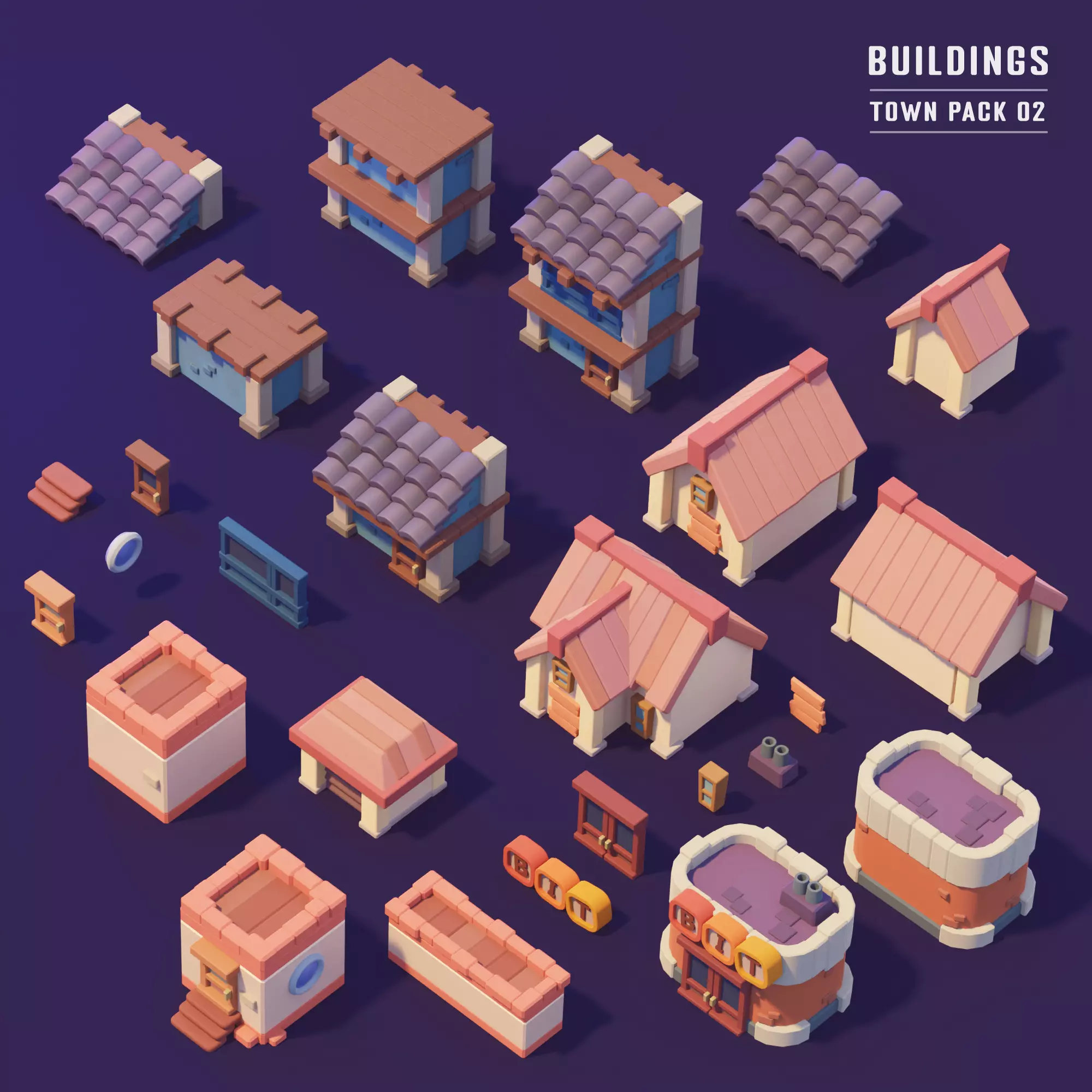 Building - Town Pack 02 Stylized 3D 3D model_0