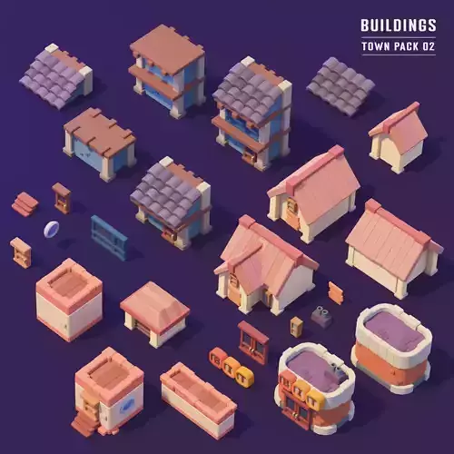 Building - Town Pack 02 Stylized 3D 