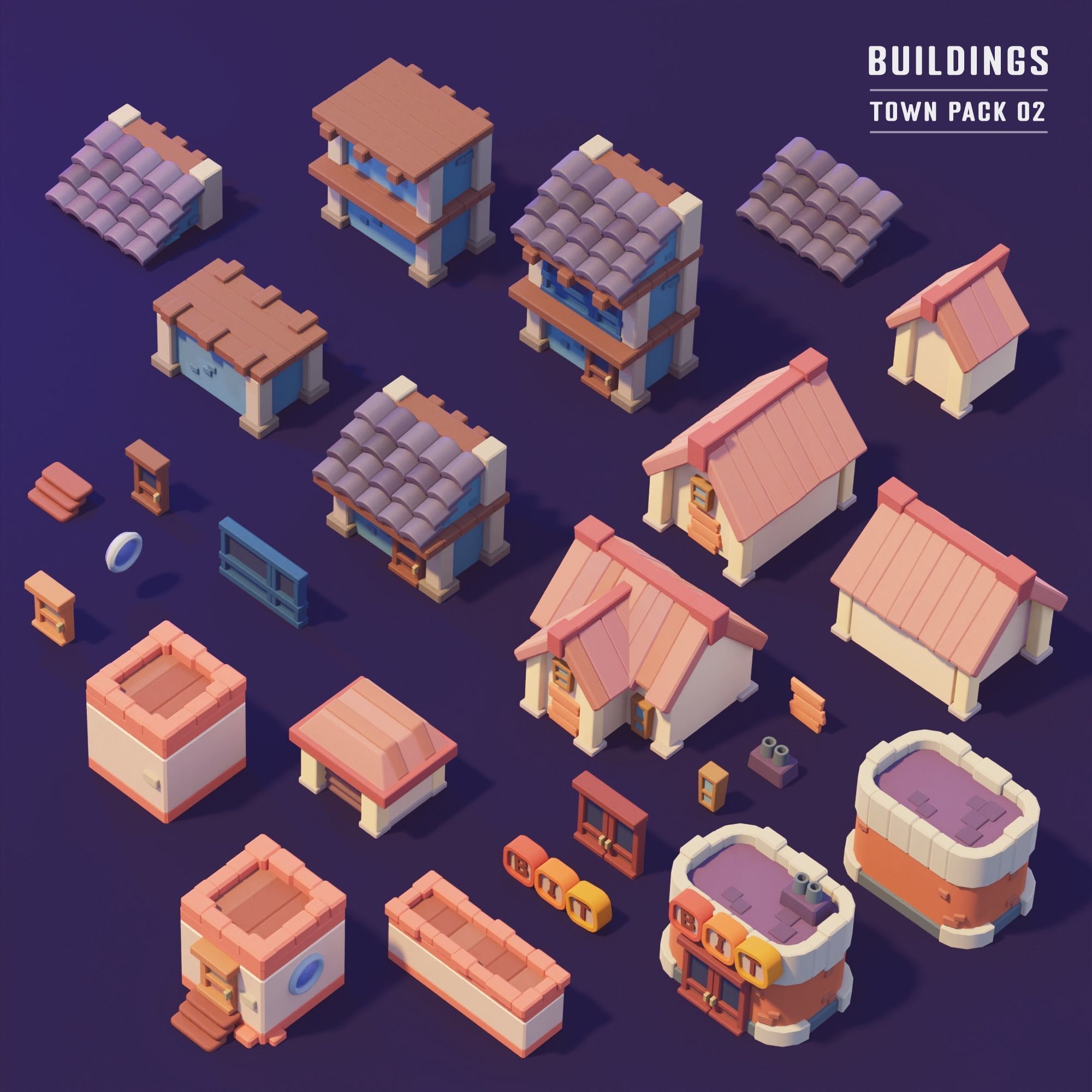 Building - Town Pack 02 Stylized 3D 3D model_1