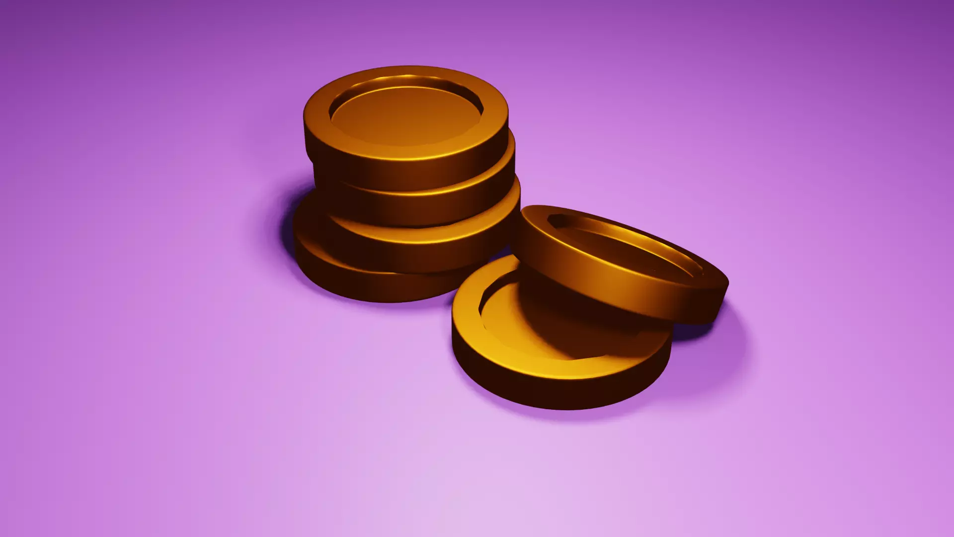 3D LOW POLY PLAIN GOLD COINS Low-poly 3D model