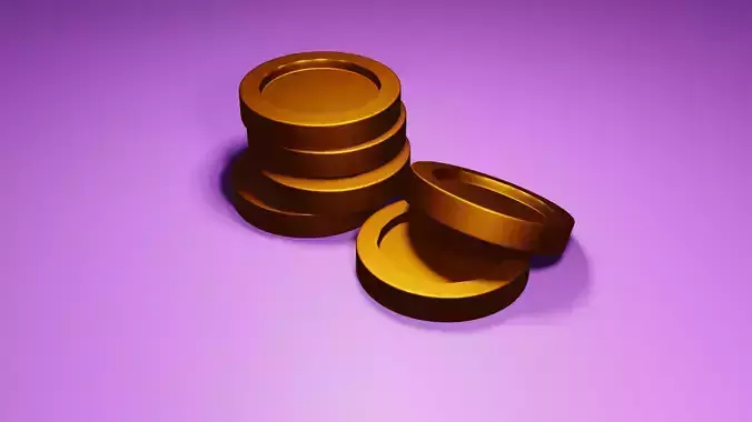 3D LOW POLY PLAIN GOLD COINS