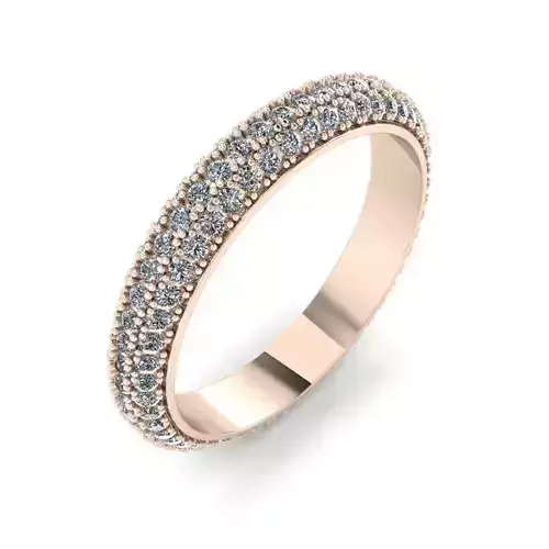 Alliance Wedding Ring with 3 row Diamonds