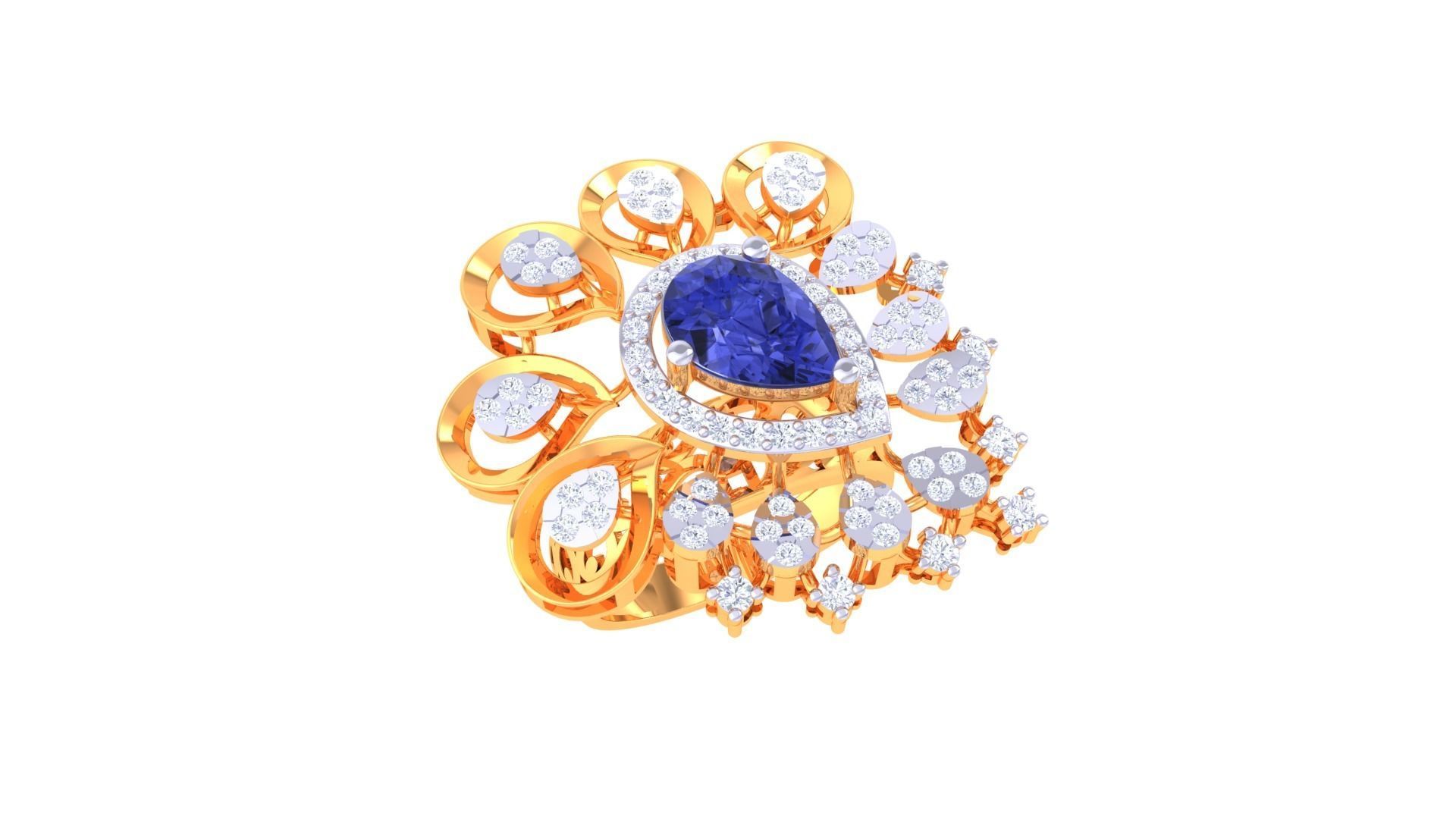 Women Cocktail Ring 3dm STL OBJ FBX Renders Details 3D print model_2