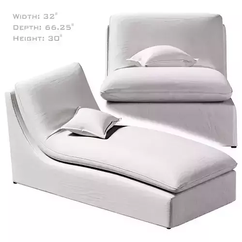 TURN CHAISE LOUNGE BLOCE CREAM 3D model