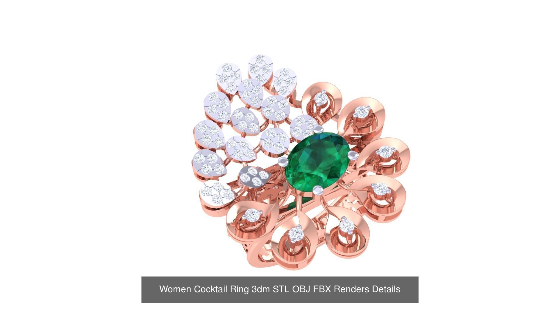 40 Women Cocktail Ring 3dm STL OBJ FBX Render Details Collection _9