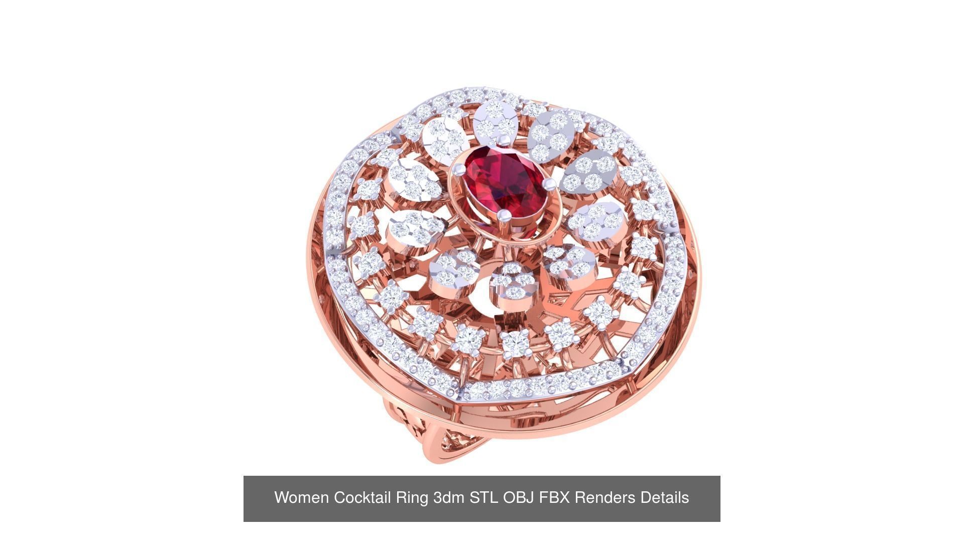 40 Women Cocktail Ring 3dm STL OBJ FBX Render Details Collection _7