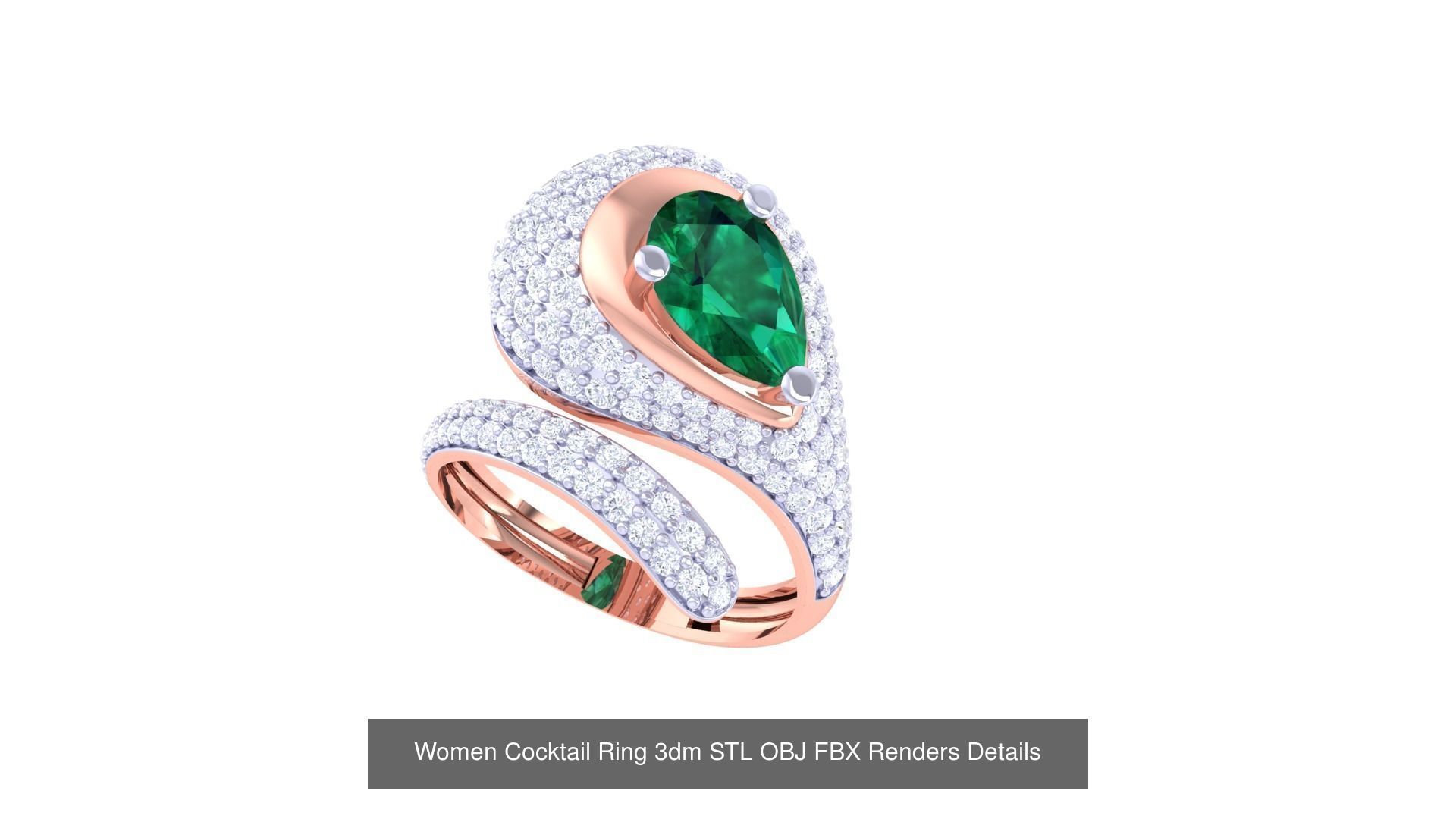 40 Women Cocktail Ring 3dm STL OBJ FBX Render Details Collection _28