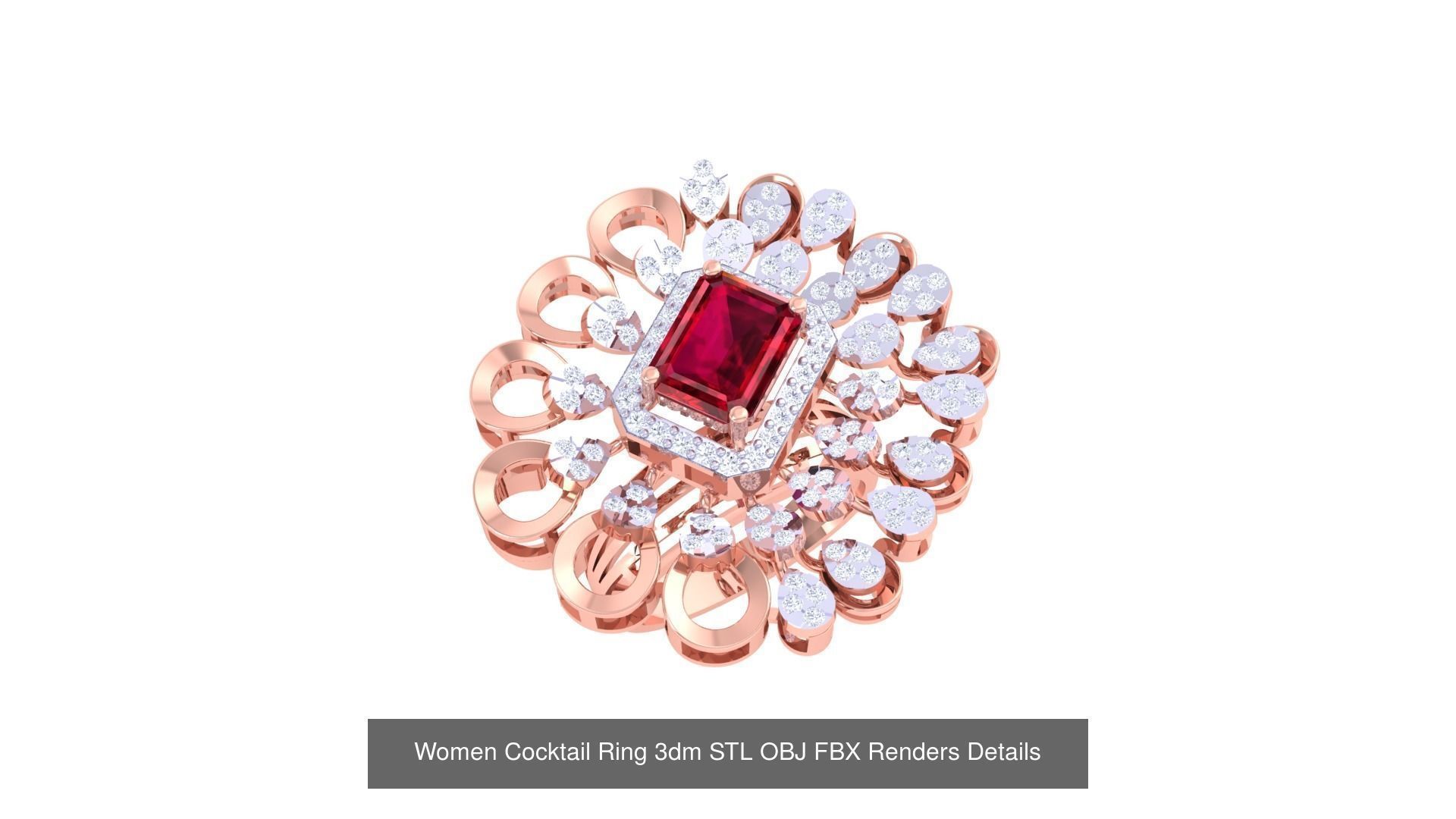 40 Women Cocktail Ring 3dm STL OBJ FBX Render Details Collection _42