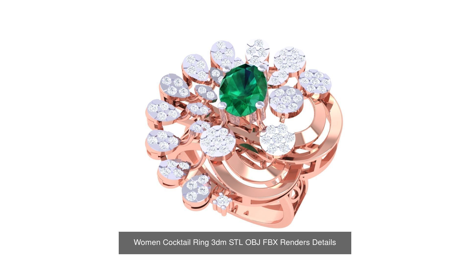 40 Women Cocktail Ring 3dm STL OBJ FBX Render Details Collection _6