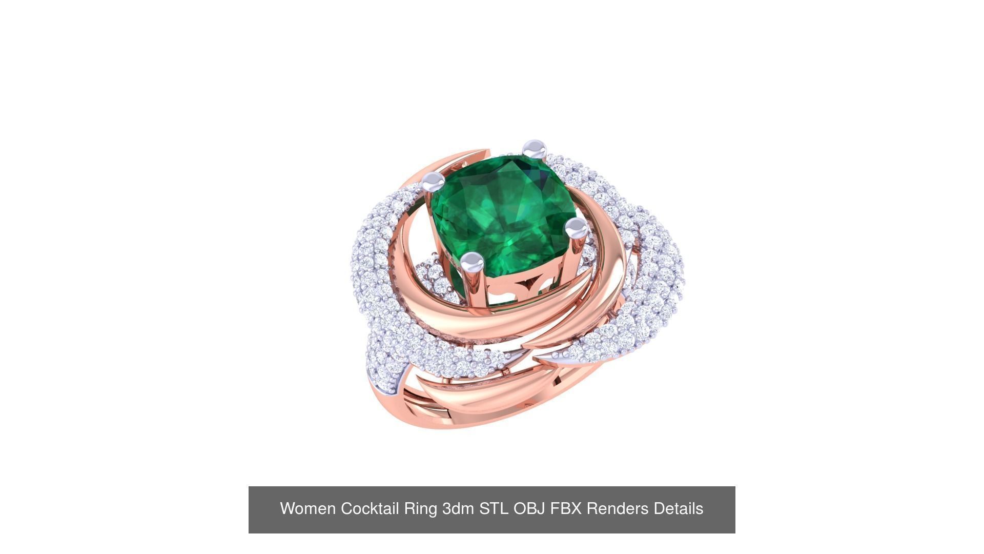 40 Women Cocktail Ring 3dm STL OBJ FBX Render Details Collection _19