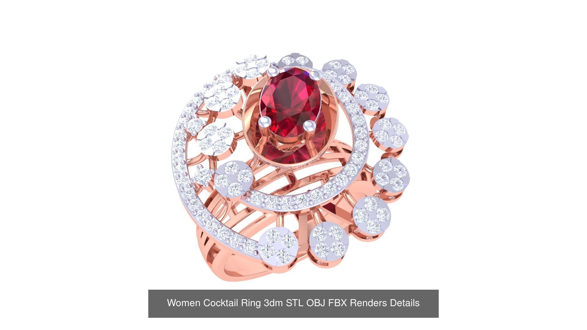 40 Women Cocktail Ring 3dm STL OBJ FBX Render Details Collection _5