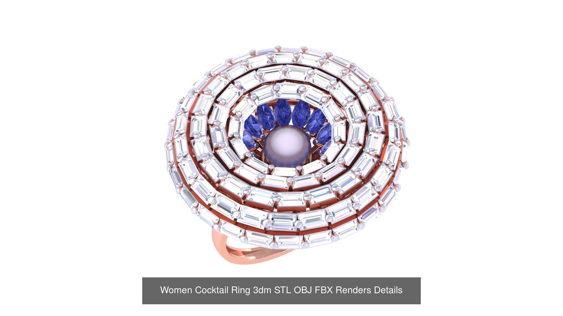 40 Women Cocktail Ring 3dm STL OBJ FBX Render Details Collection _37