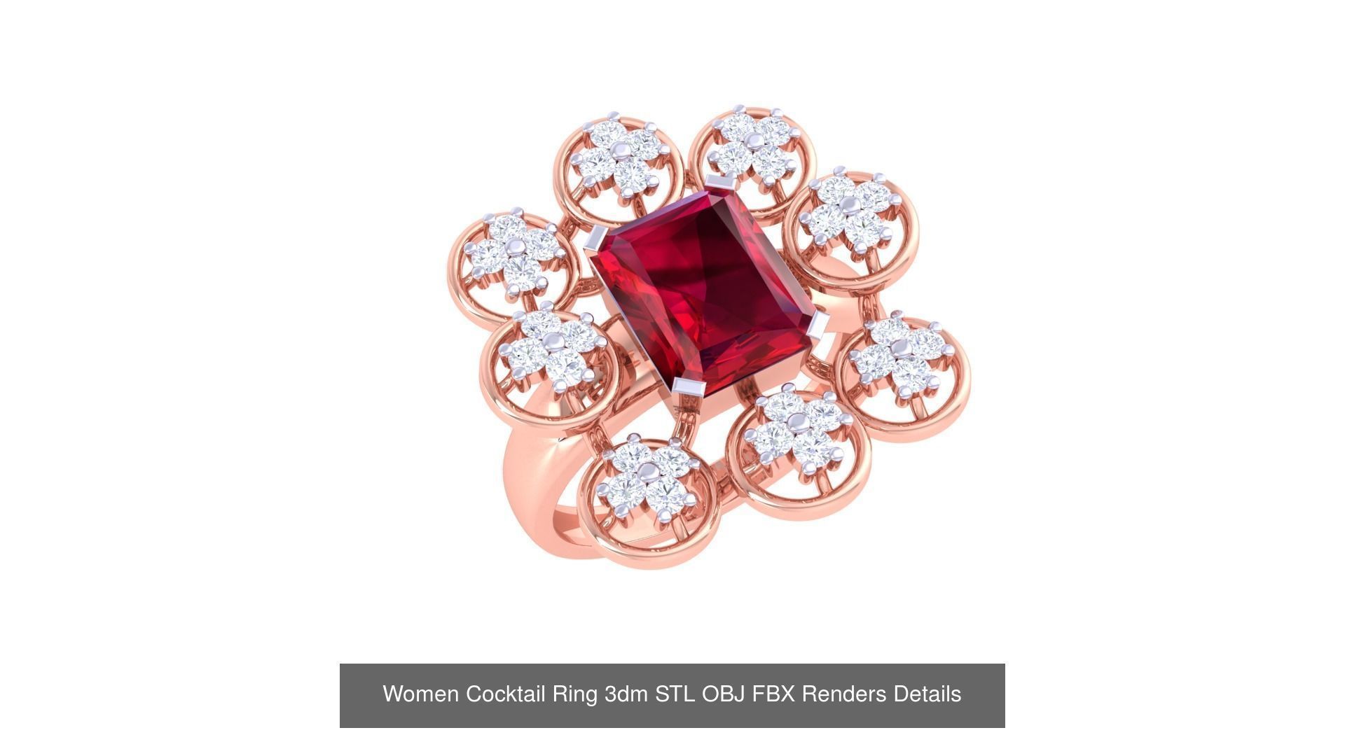 40 Women Cocktail Ring 3dm STL OBJ FBX Render Details Collection _34