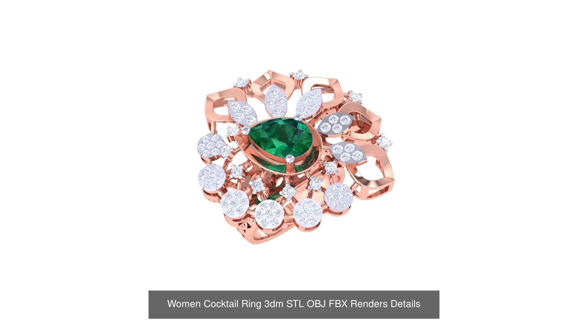 40 Women Cocktail Ring 3dm STL OBJ FBX Render Details Collection _25