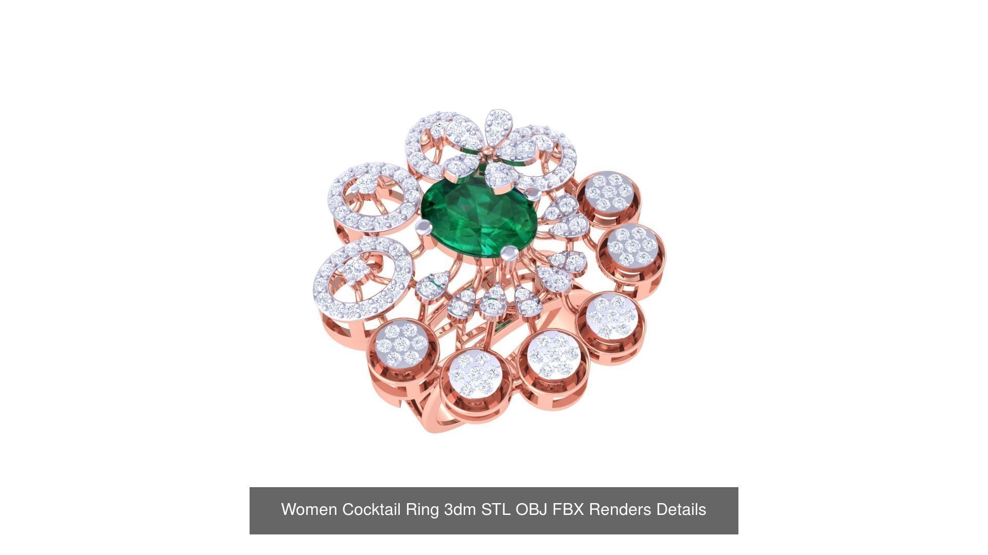 40 Women Cocktail Ring 3dm STL OBJ FBX Render Details Collection _41