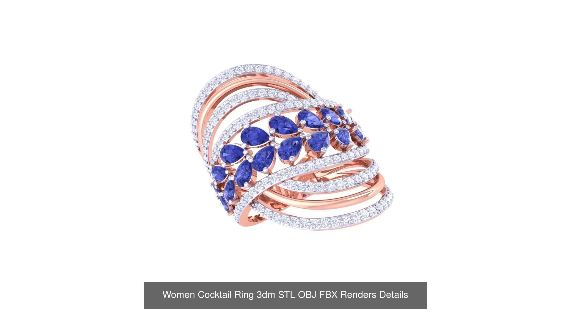 40 Women Cocktail Ring 3dm STL OBJ FBX Render Details Collection _33