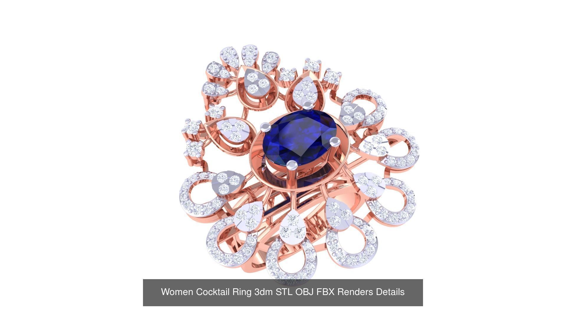 40 Women Cocktail Ring 3dm STL OBJ FBX Render Details Collection _8