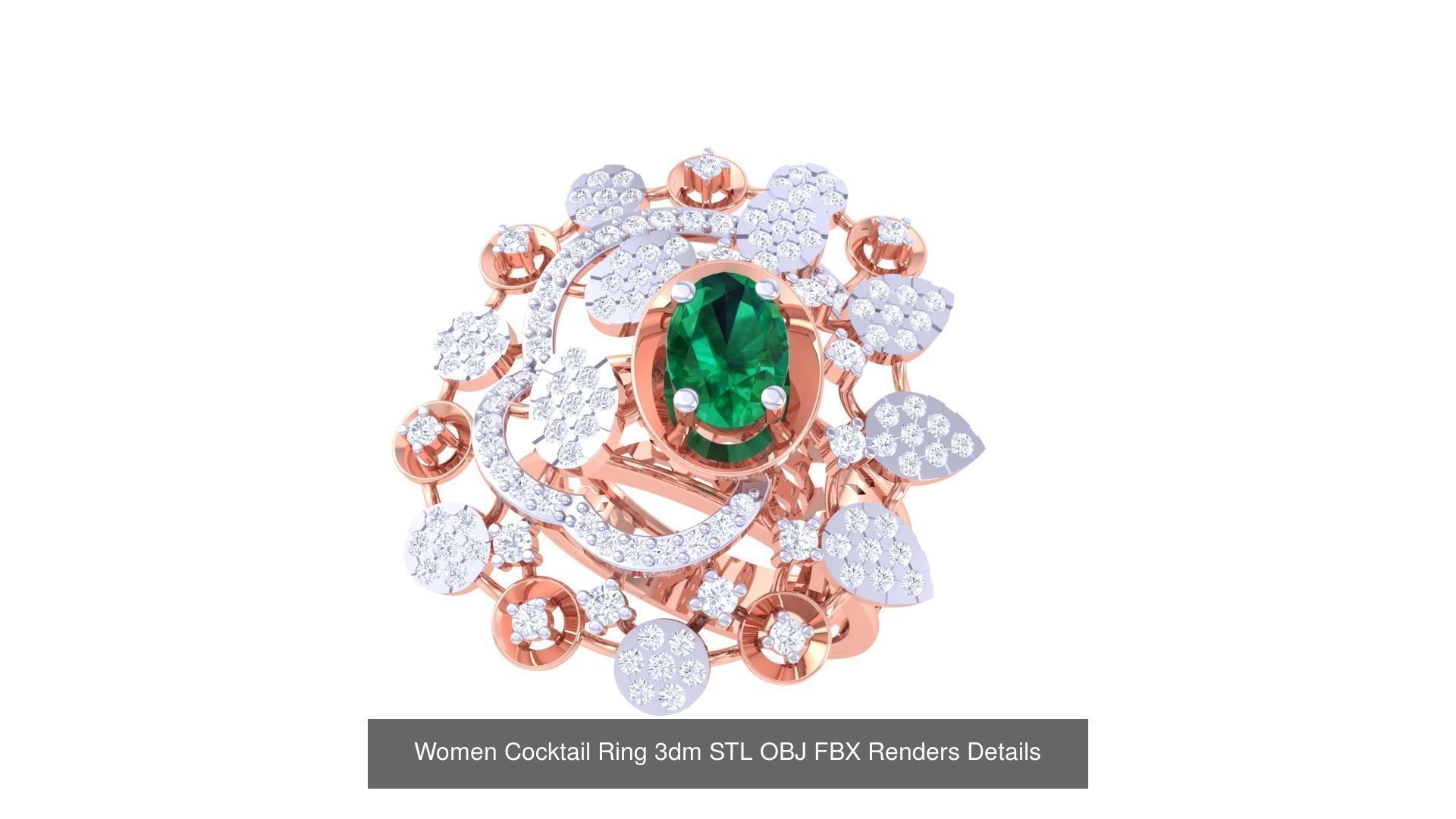 40 Women Cocktail Ring 3dm STL OBJ FBX Render Details Collection _11