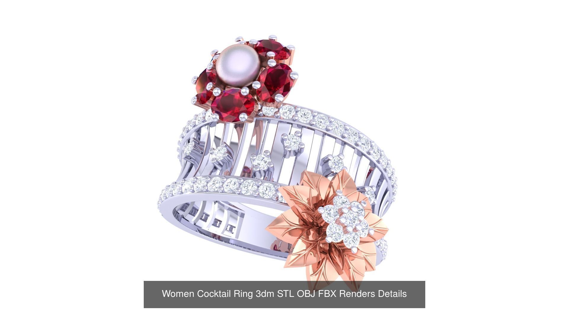 40 Women Cocktail Ring 3dm STL OBJ FBX Render Details Collection _39